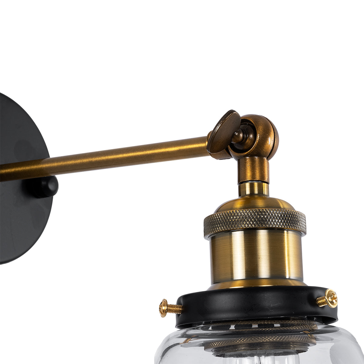 GLOBOSTAR® LYDIA 01071 Vintage Φωτιστικό Τοίχου - Απλίκα με Ντουί 1 x E27 AC 220-240V IP20 - Μαύρο & Χρυσό - Μ14 x Π26 x Υ30cm - ledmania.gr