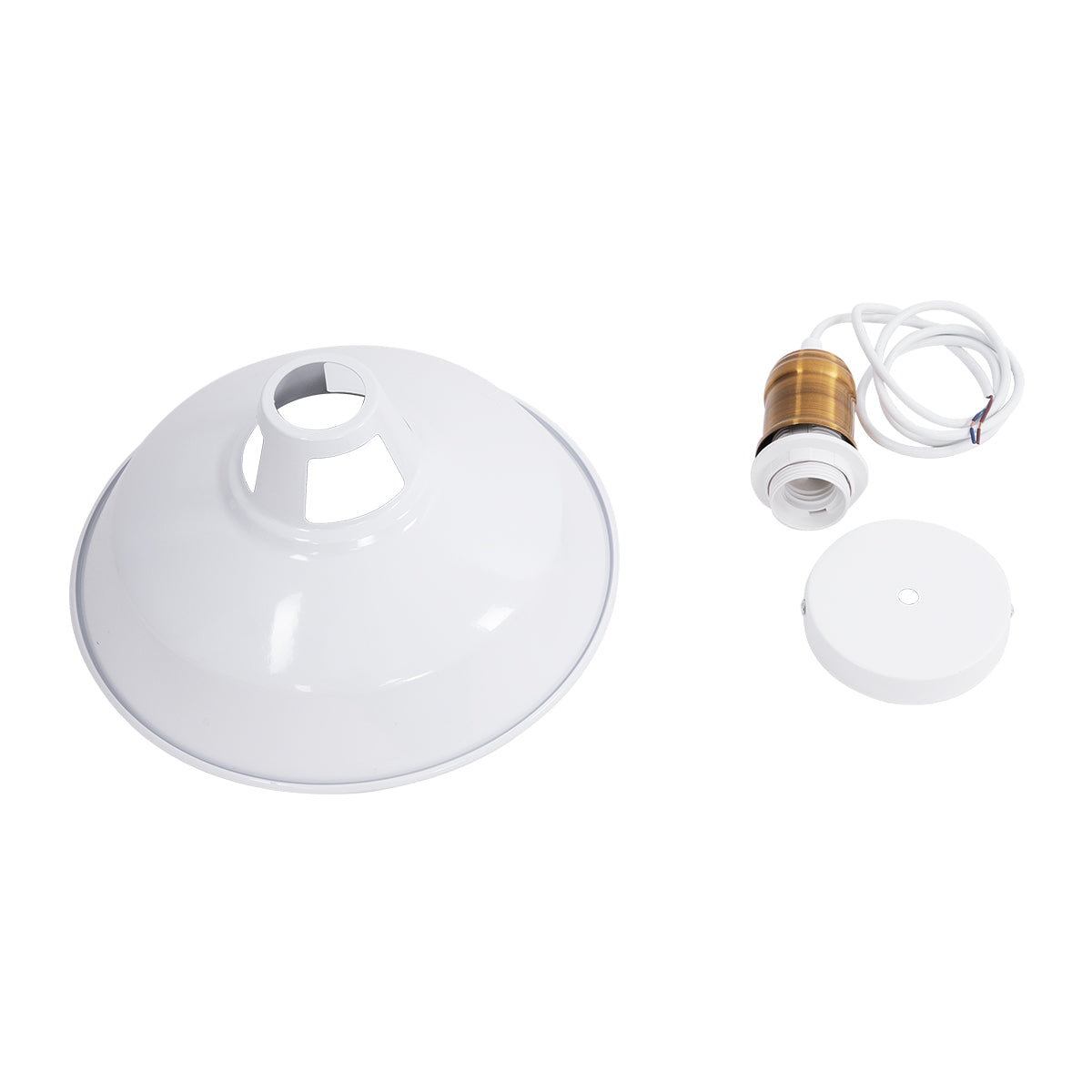GLOBOSTAR® ANER 01072 Vintage Κρεμαστό Φωτιστικό Οροφής με Ντουί 1 x E27 AC 220-240V IP20 - Λευκό & Χρυσό - Μ27.5 x Π27.5 x Υ19cm