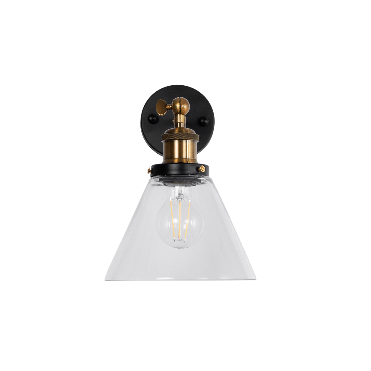 GLOBOSTAR® BINGLEY 01074 Vintage Φωτιστικό Τοίχου - Απλίκα με Ντουί 1 x E27 AC 220-240V IP20 - Διάφανο & Χρυσό - Μ18 x Π28 x Υ25cm - ledmania.gr