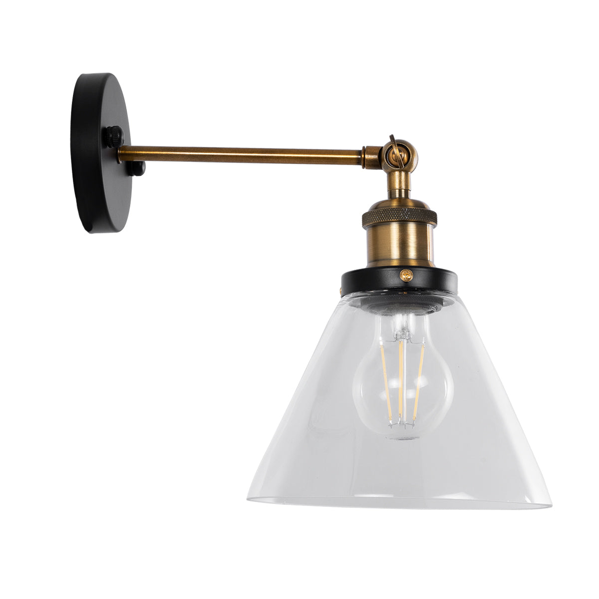 GLOBOSTAR® BINGLEY 01074 Vintage Φωτιστικό Τοίχου - Απλίκα με Ντουί 1 x E27 AC 220-240V IP20 - Διάφανο & Χρυσό - Μ18 x Π28 x Υ25cm - ledmania.gr