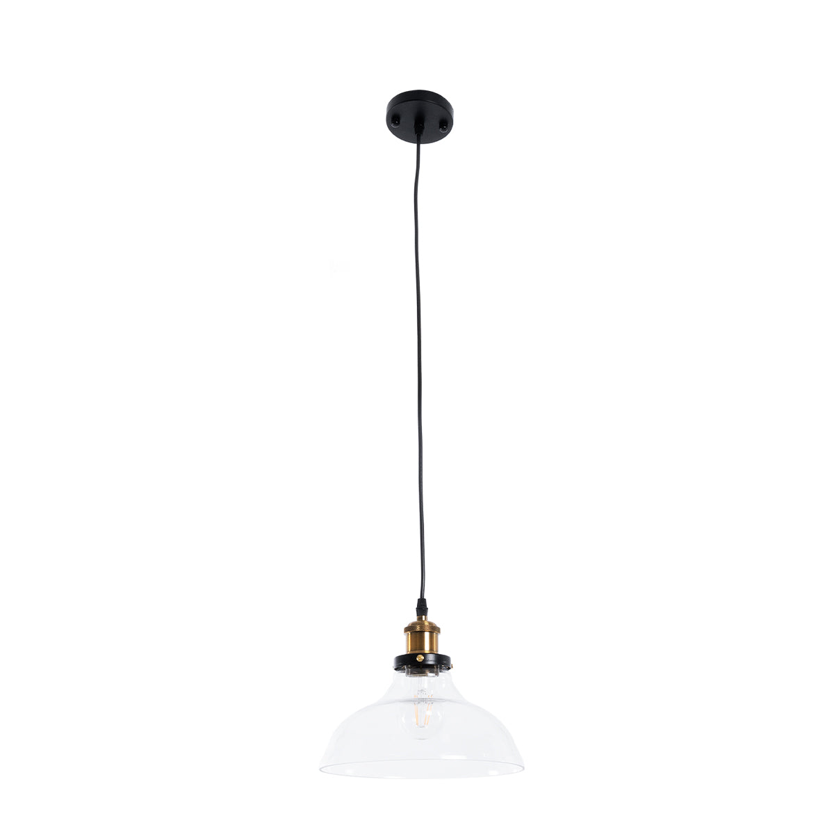 GLOBOSTAR® BINGLEY 01075 Vintage Κρεμαστό Φωτιστικό Οροφής με Ντουί 1 x E27 AC 220-240V IP20 - Διάφανο & Χρυσό - Μ24.5 x Π24.5 x Υ15cm - ledmania.gr