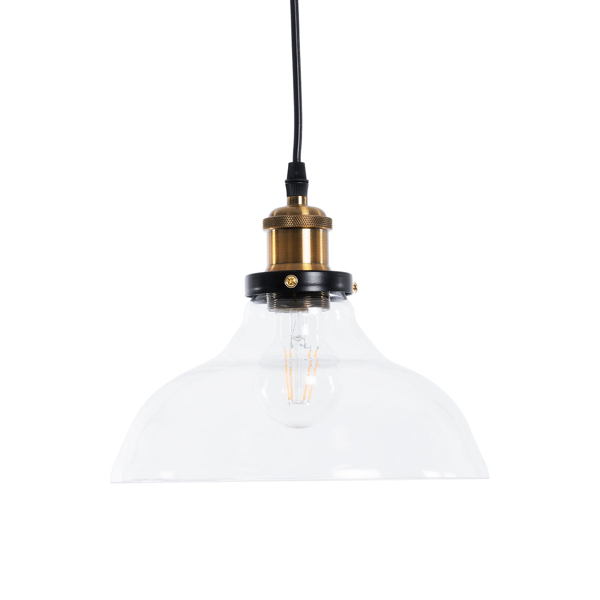 GLOBOSTAR® BINGLEY 01075 Vintage Κρεμαστό Φωτιστικό Οροφής με Ντουί 1 x E27 AC 220-240V IP20 - Διάφανο & Χρυσό - Μ24.5 x Π24.5 x Υ15cm - ledmania.gr