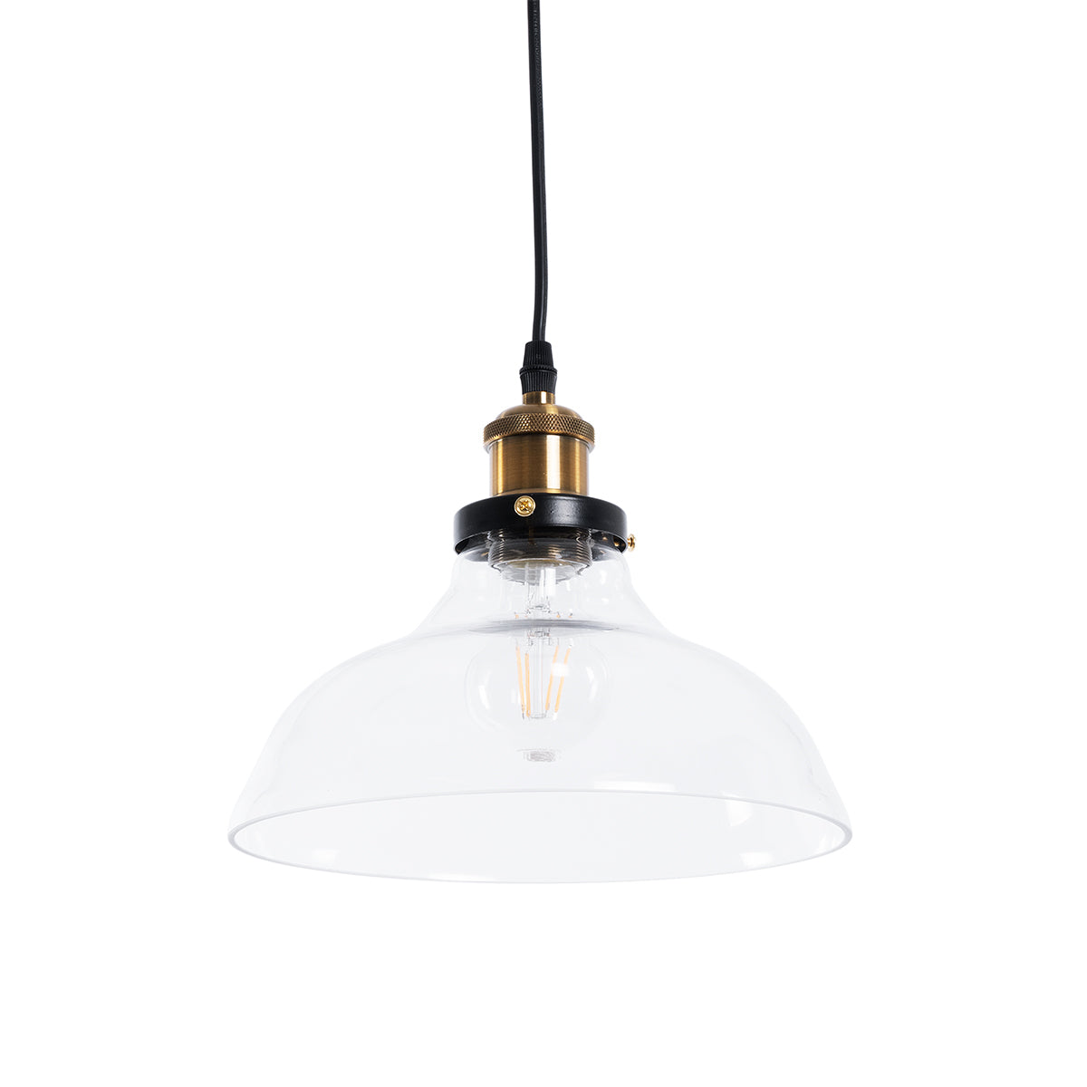 GLOBOSTAR® BINGLEY 01075 Vintage Κρεμαστό Φωτιστικό Οροφής με Ντουί 1 x E27 AC 220-240V IP20 - Διάφανο & Χρυσό - Μ24.5 x Π24.5 x Υ15cm - ledmania.gr