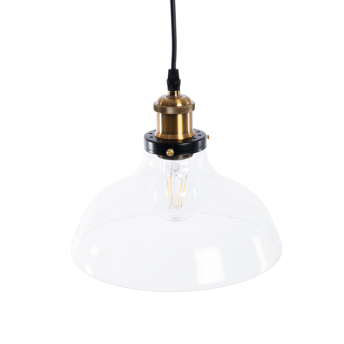 GLOBOSTAR® BINGLEY 01075 Vintage Κρεμαστό Φωτιστικό Οροφής με Ντουί 1 x E27 AC 220-240V IP20 - Διάφανο & Χρυσό - Μ24.5 x Π24.5 x Υ15cm - ledmania.gr
