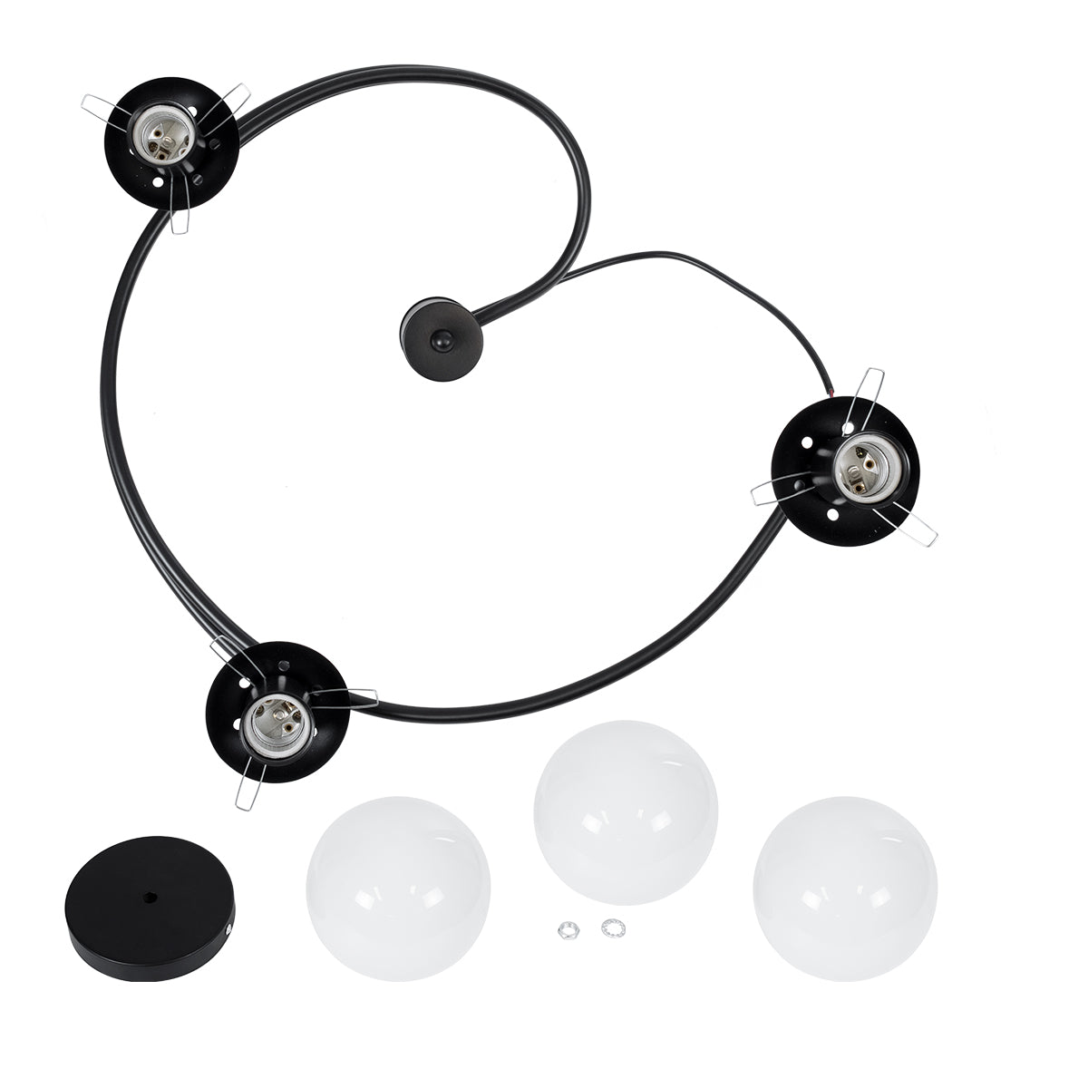 GLOBOSTAR® SELINA 01089 Μοντέρνο Φωτιστικό Οροφής με Ντουί 3 x E27 AC 220-240V IP20 - Μαύρο & Λευκό - Μ60 x Π60 x Υ45cm - ledmania.gr