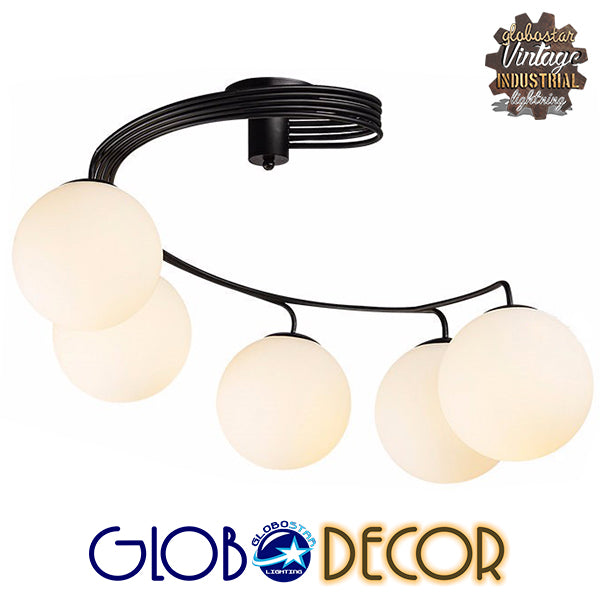 GLOBOSTAR® SELINA 01090 Μοντέρνο Φωτιστικό Οροφής με Ντουί 5 x E27 AC 220-240V IP20 - Μαύρο & Λευκό - Μ63 x Π63 x Υ47cm - ledmania.gr
