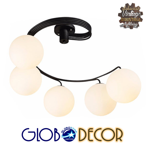 GLOBOSTAR® SELINA 01090 Μοντέρνο Φωτιστικό Οροφής με Ντουί 5 x E27 AC 220-240V IP20 - Μαύρο & Λευκό - Μ63 x Π63 x Υ47cm - ledmania.gr