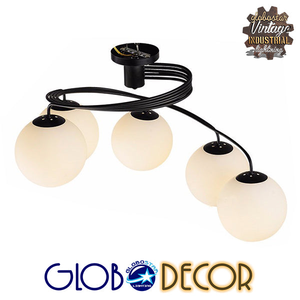 GLOBOSTAR® SELINA 01090 Μοντέρνο Φωτιστικό Οροφής με Ντουί 5 x E27 AC 220-240V IP20 - Μαύρο & Λευκό - Μ63 x Π63 x Υ47cm - ledmania.gr