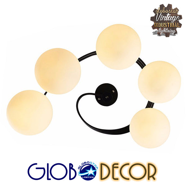 GLOBOSTAR® SELINA 01090 Μοντέρνο Φωτιστικό Οροφής με Ντουί 5 x E27 AC 220-240V IP20 - Μαύρο & Λευκό - Μ63 x Π63 x Υ47cm - ledmania.gr