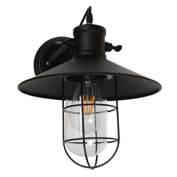GloboStar® CELL 01118 Vintage Industrial Φωτιστικό Τοίχου Απλίκα Μονόφωτο Μαύρο Μεταλλικό Πλέγμα με Καμπάνα Φ27 x Μ33 x Π27 x Υ33cm - ledmania.gr