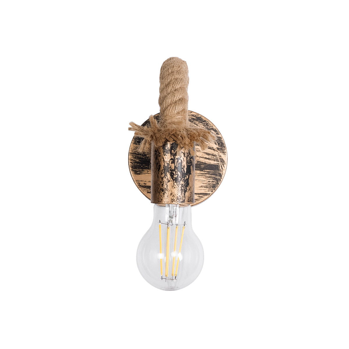 GLOBOSTAR® DAKER 01126 Vintage Φωτιστικό Τοίχου - Απλίκα με Ντουί 1 x E27 AC 220-240V IP20 - Χάλκινο Εφέ Σκουριάς & Μπεζ - Μ10 x Π22 x Υ15cm