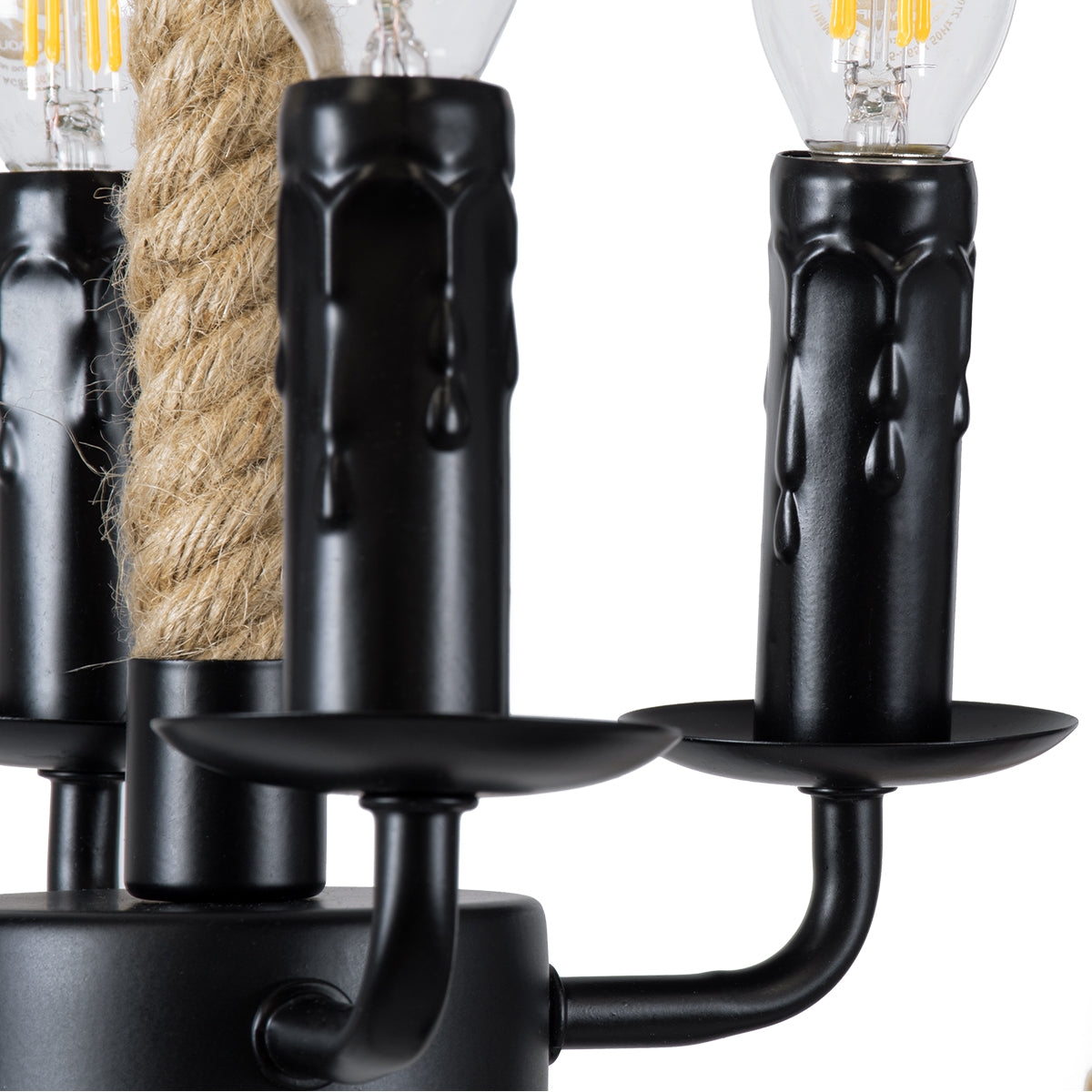 GLOBOSTAR® VITRUVIAN 01141 Boho Κρεμαστό Φωτιστικό Οροφής με Ντουί 4 x E14 AC 220-240V IP20 - Μαύρο & Μπεζ - Μ53 x Π53 x Υ53cm - ledmania.gr