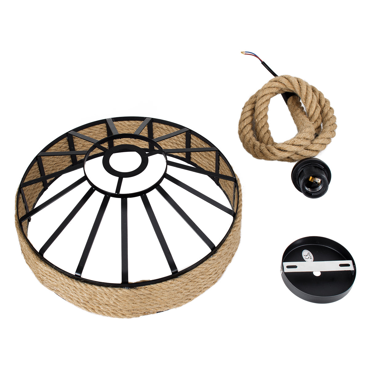 GLOBOSTAR® SAHARA 01146 Boho Κρεμαστό Φωτιστικό Οροφής με Ντουί 1 x E27 AC 220-240V IP20 - Μπεζ & Μαύρο - Μ31 x Π31 x Υ14cm - ledmania.gr