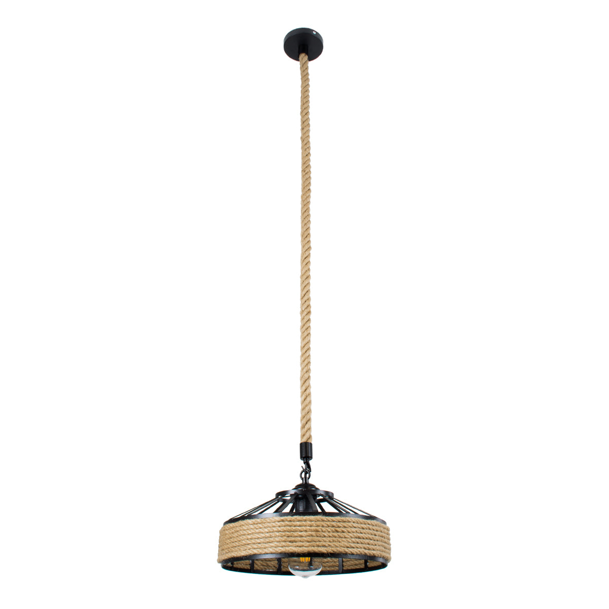 GLOBOSTAR® SAHARA 01146 Boho Κρεμαστό Φωτιστικό Οροφής με Ντουί 1 x E27 AC 220-240V IP20 - Μπεζ & Μαύρο - Μ31 x Π31 x Υ14cm - ledmania.gr