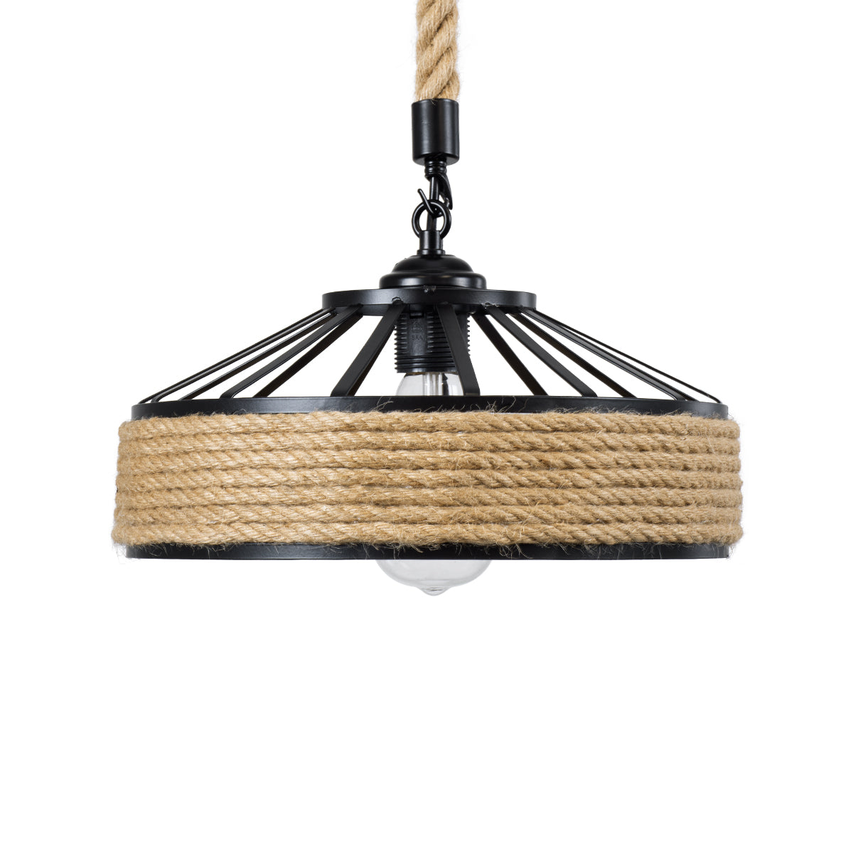 GLOBOSTAR® SAHARA 01146 Boho Κρεμαστό Φωτιστικό Οροφής με Ντουί 1 x E27 AC 220-240V IP20 - Μπεζ & Μαύρο - Μ31 x Π31 x Υ14cm - ledmania.gr