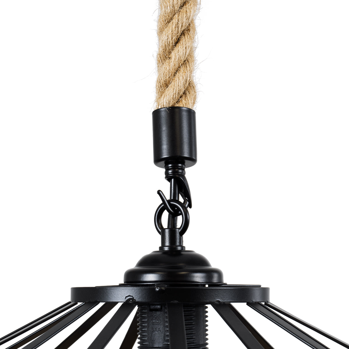 GLOBOSTAR® SAHARA 01146 Boho Κρεμαστό Φωτιστικό Οροφής με Ντουί 1 x E27 AC 220-240V IP20 - Μπεζ & Μαύρο - Μ31 x Π31 x Υ14cm - ledmania.gr