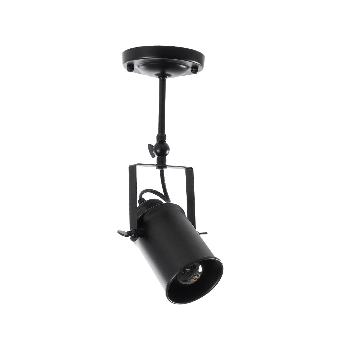 GLOBOSTAR® HOLLYWOOD 01153 Vintage Φωτιστικό Οροφής με Ντουί 1 x E27 AC 220-240V IP20 - Μαύρο - Μ8.5 x Π8.5 x Υ35cm - ledmania.gr