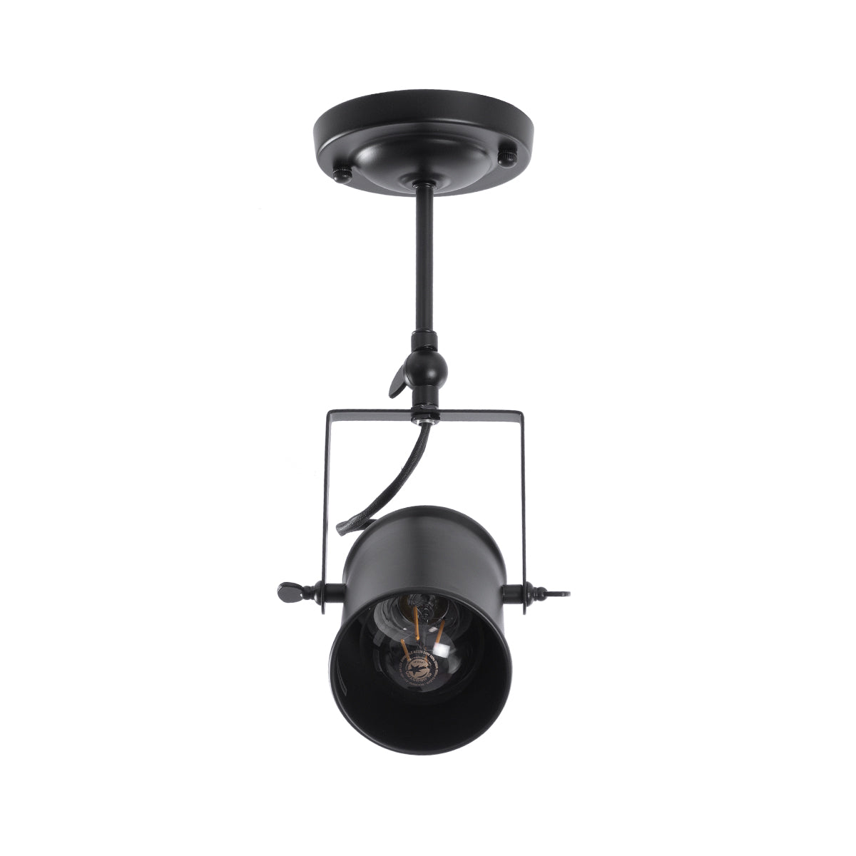 GLOBOSTAR® HOLLYWOOD 01153 Vintage Φωτιστικό Οροφής με Ντουί 1 x E27 AC 220-240V IP20 - Μαύρο - Μ8.5 x Π8.5 x Υ35cm - ledmania.gr