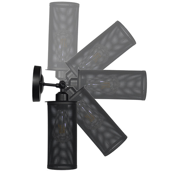 GloboStar® HOLVIA 01160 Vintage Industrial Φωτιστικό Τοίχου Απλίκα Μονόφωτο Μαύρο Μεταλλικό Πλέγμα Φ10 x Μ16 x Π12 x Υ34cm - ledmania.gr
