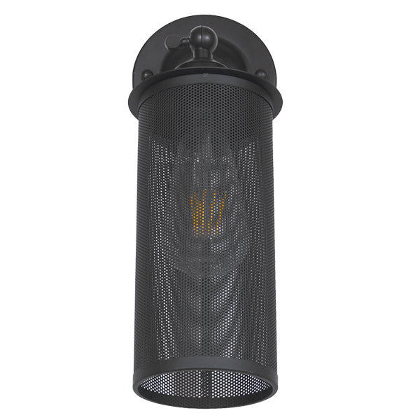 GloboStar® HOLVIA 01160 Vintage Industrial Φωτιστικό Τοίχου Απλίκα Μονόφωτο Μαύρο Μεταλλικό Πλέγμα Φ10 x Μ16 x Π12 x Υ34cm - ledmania.gr