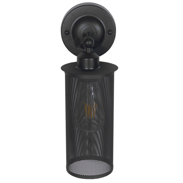 GloboStar® HOLVIA 01160 Vintage Industrial Φωτιστικό Τοίχου Απλίκα Μονόφωτο Μαύρο Μεταλλικό Πλέγμα Φ10 x Μ16 x Π12 x Υ34cm - ledmania.gr