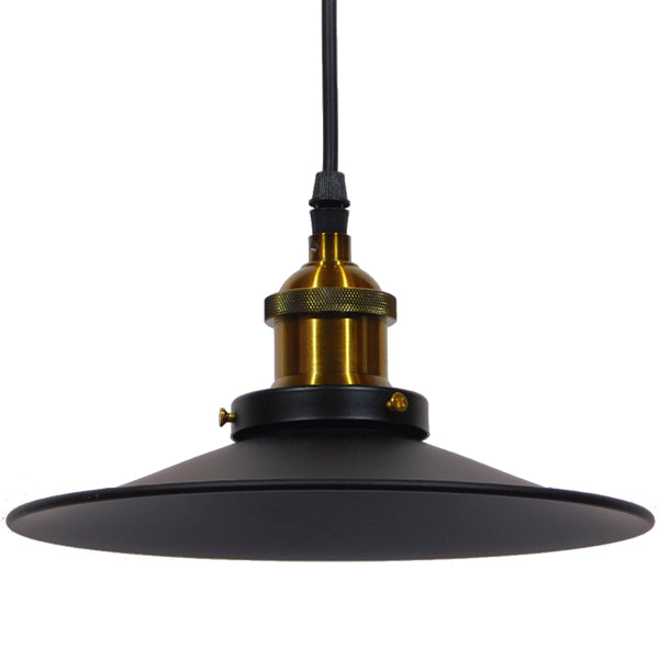 GloboStar® CARAVEL 01167 Vintage Industrial Κρεμαστό Φωτιστικό Οροφής Μονόφωτο Μαύρο Μεταλλικό Καμπάνα Φ22 x Y13cm - ledmania.gr