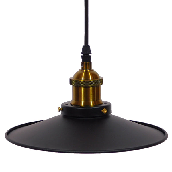 GloboStar® CARAVEL 01167 Vintage Industrial Κρεμαστό Φωτιστικό Οροφής Μονόφωτο Μαύρο Μεταλλικό Καμπάνα Φ22 x Y13cm - ledmania.gr