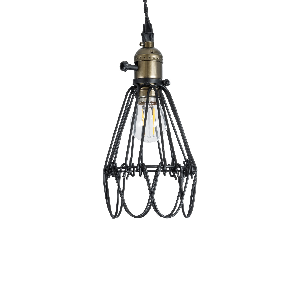 GloboStar® DANE 01181 Vintage Κρεμαστό Φωτιστικό Οροφής Μονόφωτο 1 x E27 AC220-240V IP20 - Φ10 x Υ20cm - Μαύρο Μεταλλικό Πλέγμα - 5 Χρόνια Εγγύηση - ledmania.gr