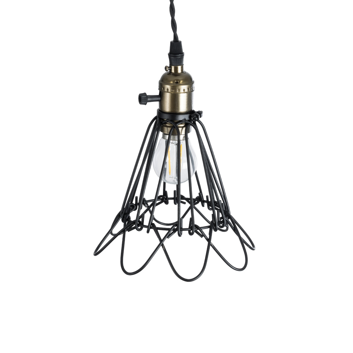 GloboStar® DANE 01181 Vintage Κρεμαστό Φωτιστικό Οροφής Μονόφωτο 1 x E27 AC220-240V IP20 - Φ10 x Υ20cm - Μαύρο Μεταλλικό Πλέγμα - 5 Χρόνια Εγγύηση - ledmania.gr