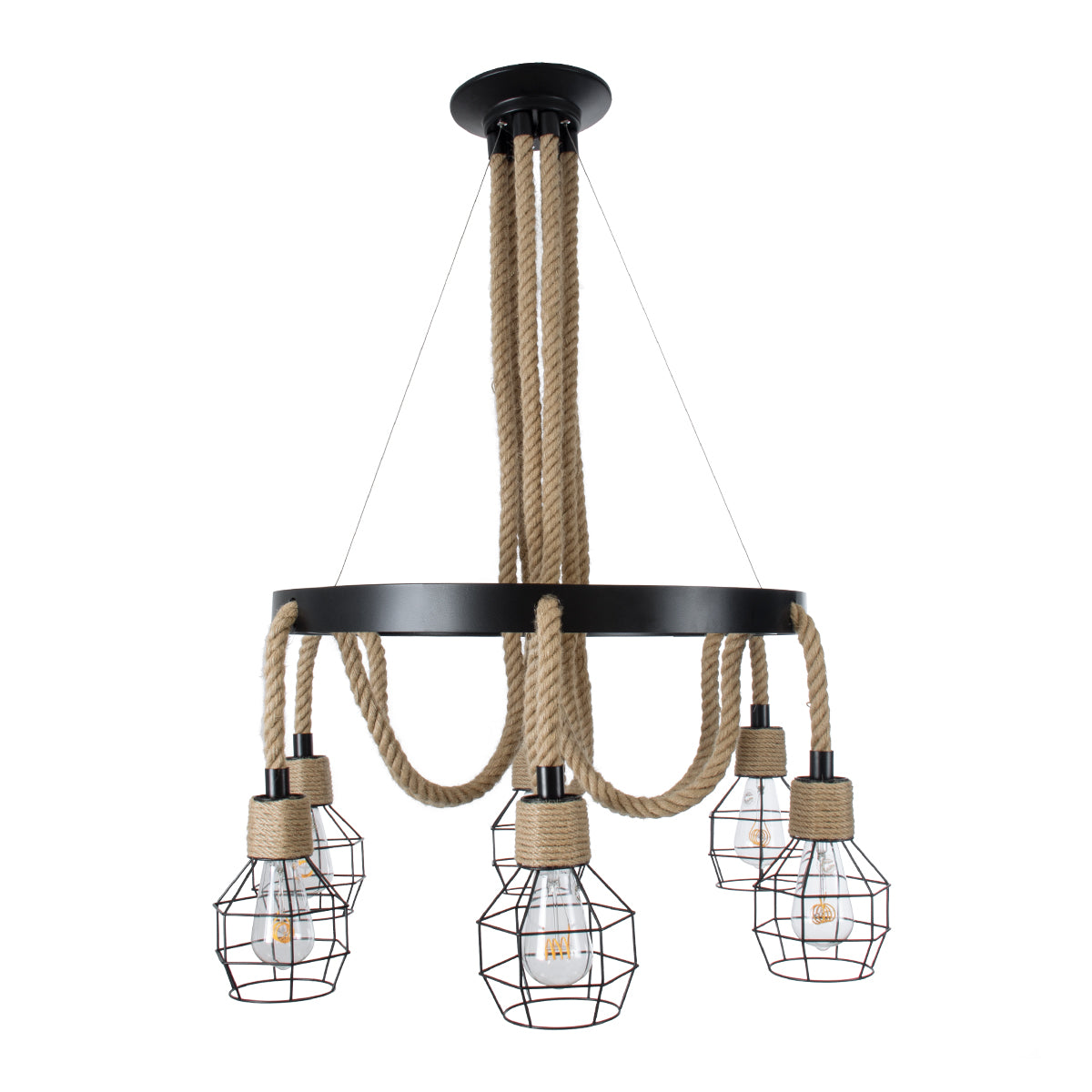 GLOBOSTAR® HELLET 01193 Vintage Κρεμαστό Φωτιστικό Οροφής με Ντουί 6 x E27 AC 220-240V IP20 - Μαύρο & Πράσινο - Μ72 x Π72 x Υ80cm - ledmania.gr