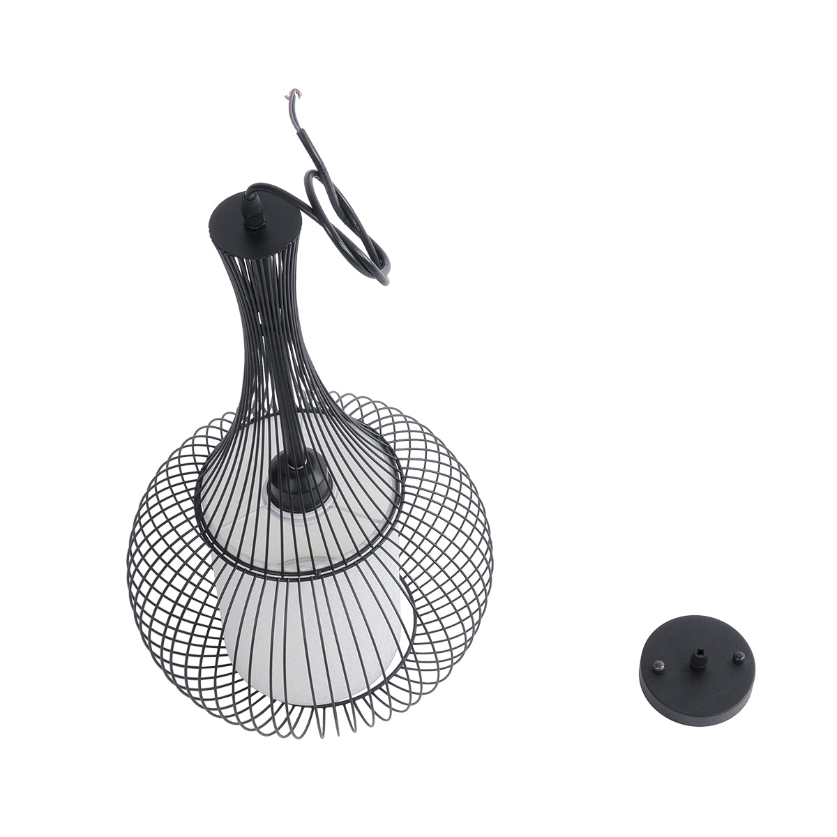 GLOBOSTAR® LILY 01198 Μοντέρνο Κρεμαστό Φωτιστικό Οροφής με Ντουί 1 x E27 AC 220-240V IP20 - Μαύρο & Λευκό - Μ30 x Π30 x Υ50cm - ledmania.gr