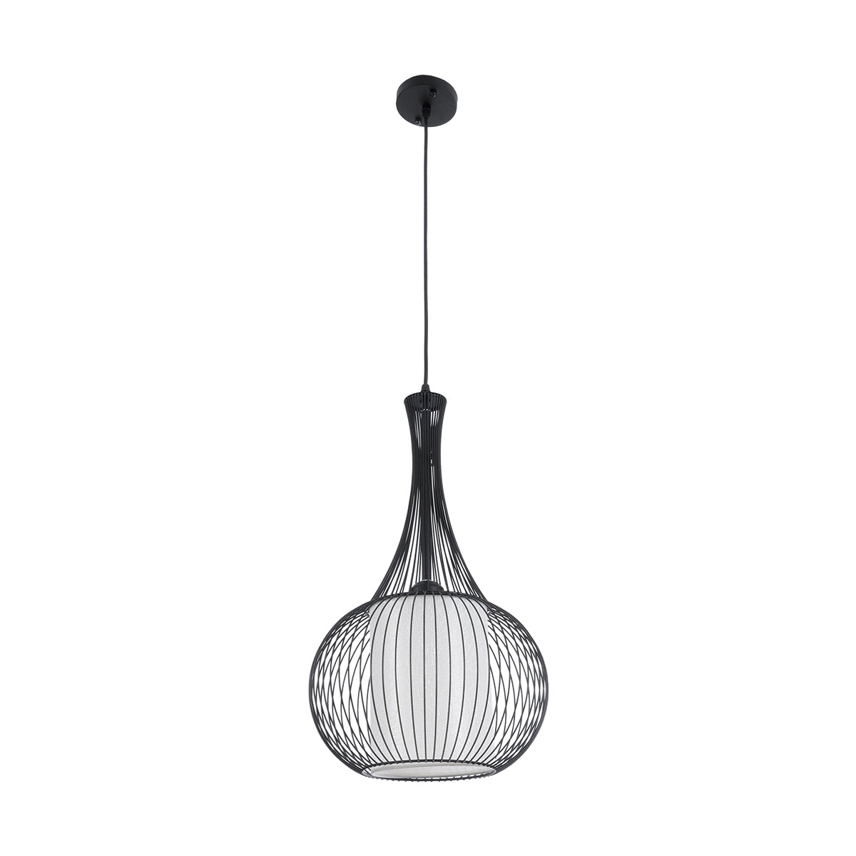 GLOBOSTAR® LILY 01198 Μοντέρνο Κρεμαστό Φωτιστικό Οροφής με Ντουί 1 x E27 AC 220-240V IP20 - Μαύρο & Λευκό - Μ30 x Π30 x Υ50cm - ledmania.gr