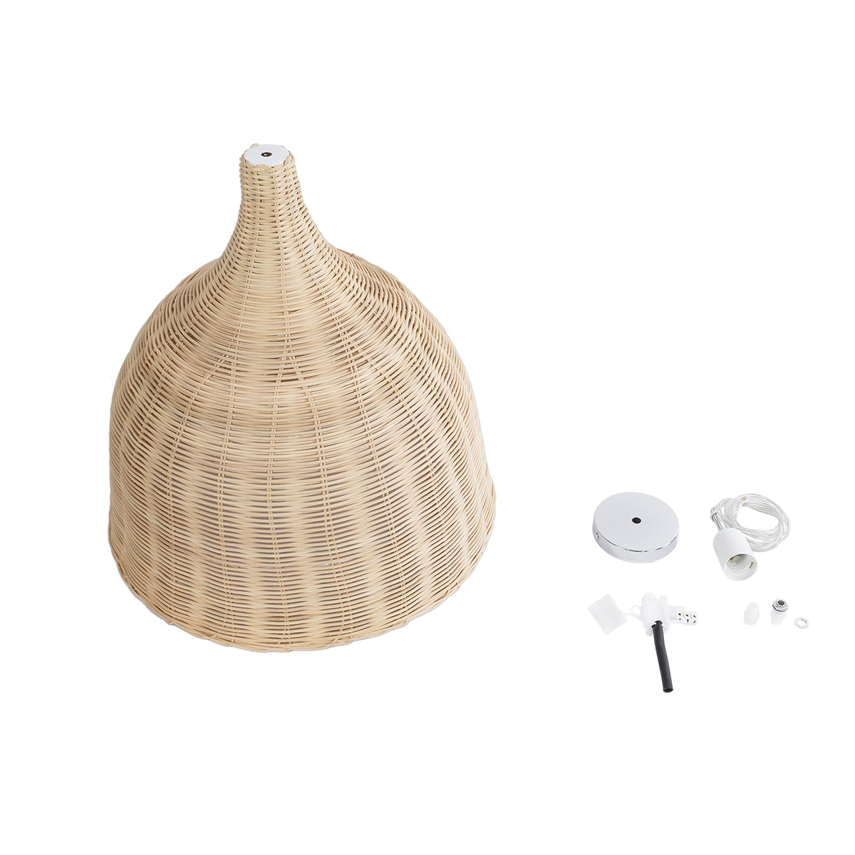 GloboStar® BAHAMAS 01203 Boho Κρεμαστό Φωτιστικό Καμπάνα Μονόφωτο 1 x E27 IP20 Μπεζ Ξύλο - Μ45 x Π45 x Υ47cm - ledmania.gr