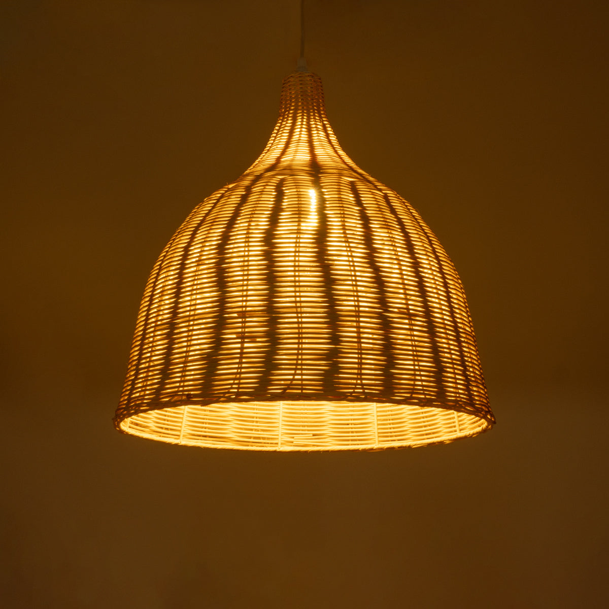 GloboStar® BAHAMAS 01203 Boho Κρεμαστό Φωτιστικό Καμπάνα Μονόφωτο 1 x E27 IP20 Μπεζ Ξύλο - Μ45 x Π45 x Υ47cm - ledmania.gr