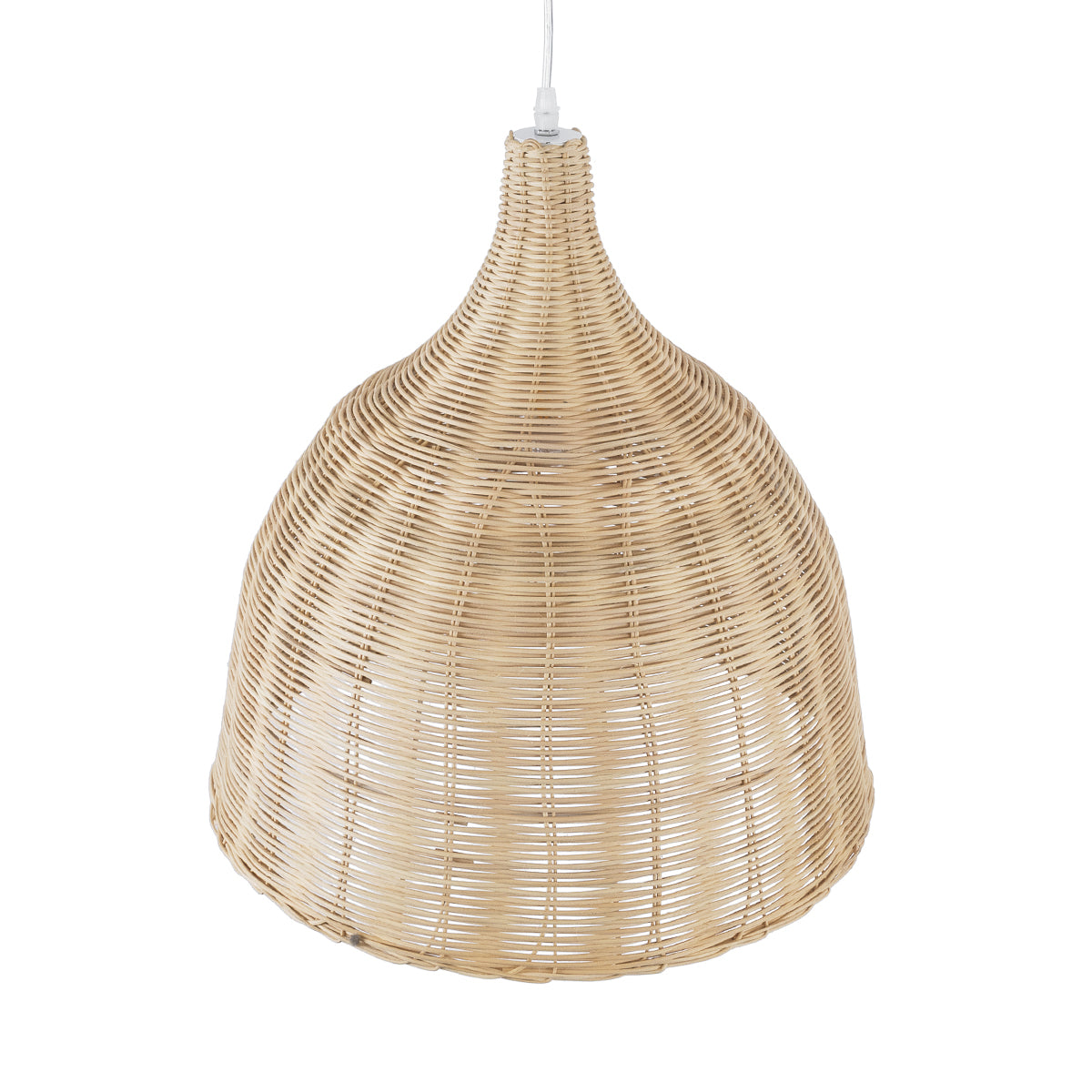 GloboStar® BAHAMAS 01203 Boho Κρεμαστό Φωτιστικό Καμπάνα Μονόφωτο 1 x E27 IP20 Μπεζ Ξύλο - Μ45 x Π45 x Υ47cm - ledmania.gr