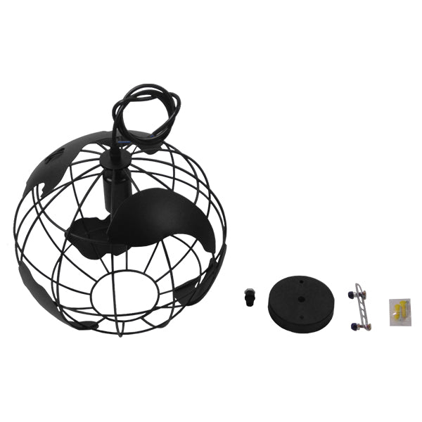 GLOBOSTAR® EARTH 01205 Vintage Κρεμαστό Φωτιστικό Οροφής με Ντουί 1 x E27 AC 220-240V IP20 - Μαύρο - Μ30 x Π30 x Υ30cm - ledmania.gr