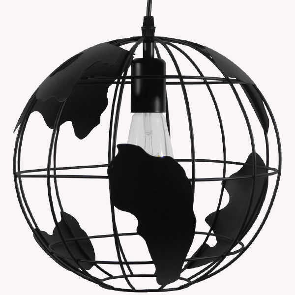 GLOBOSTAR® EARTH 01205 Vintage Κρεμαστό Φωτιστικό Οροφής με Ντουί 1 x E27 AC 220-240V IP20 - Μαύρο - Μ30 x Π30 x Υ30cm - ledmania.gr