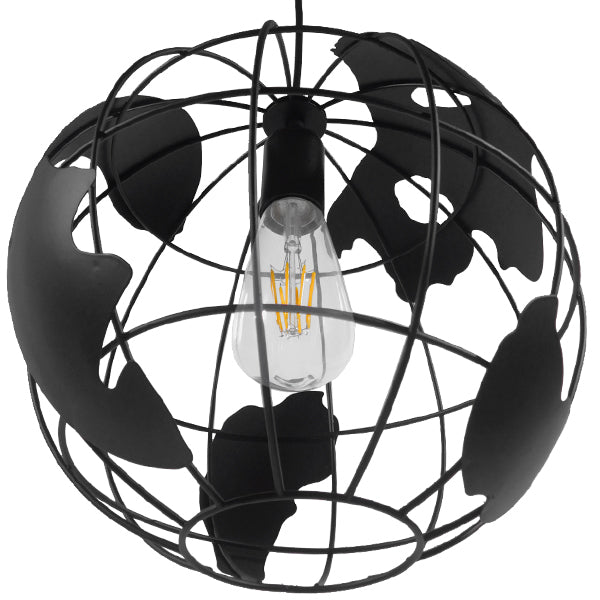 GLOBOSTAR® EARTH 01205 Vintage Κρεμαστό Φωτιστικό Οροφής με Ντουί 1 x E27 AC 220-240V IP20 - Μαύρο - Μ30 x Π30 x Υ30cm - ledmania.gr