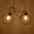 GLOBOSTAR® BIKE 01213 Vintage Κρεμαστό Φωτιστικό Οροφής με Ντουί 2 x E27 AC 220-240V IP20 - Μαύρο - Μ67 x Π3.5 x Υ41cm