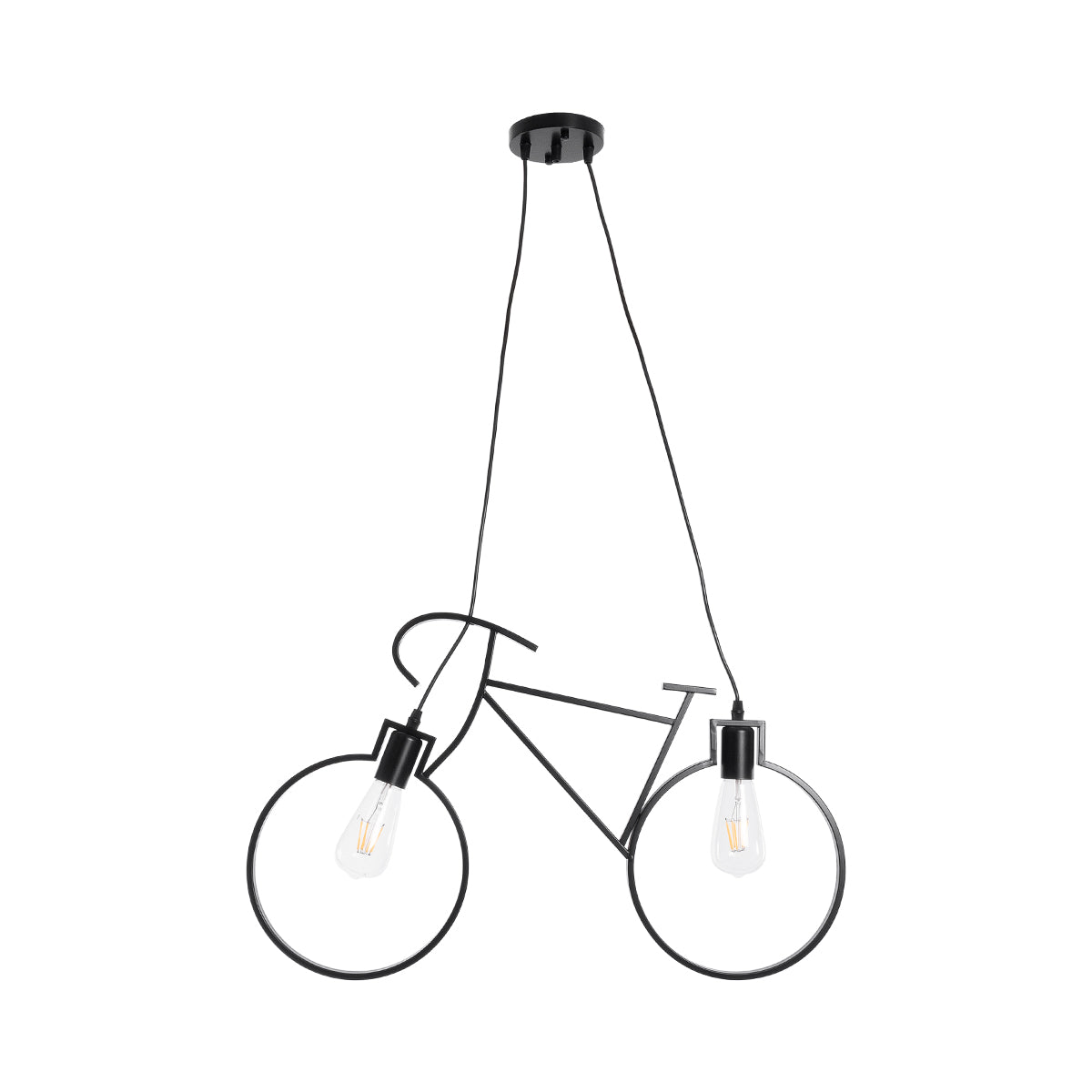 GLOBOSTAR® BIKE 01213 Vintage Κρεμαστό Φωτιστικό Οροφής με Ντουί 2 x E27 AC 220-240V IP20 - Μαύρο - Μ67 x Π3.5 x Υ41cm