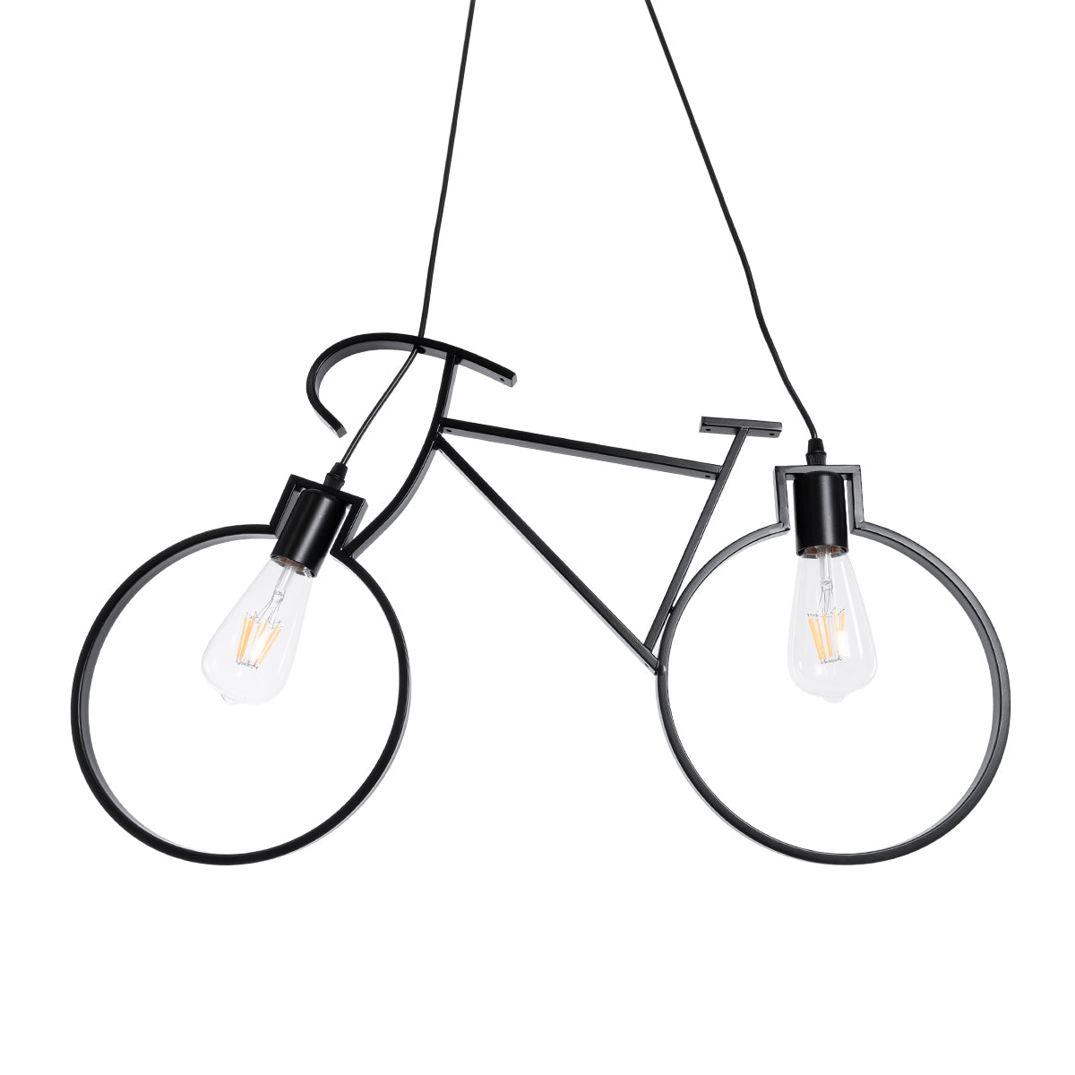 GLOBOSTAR® BIKE 01213 Vintage Κρεμαστό Φωτιστικό Οροφής με Ντουί 2 x E27 AC 220-240V IP20 - Μαύρο - Μ67 x Π3.5 x Υ41cm