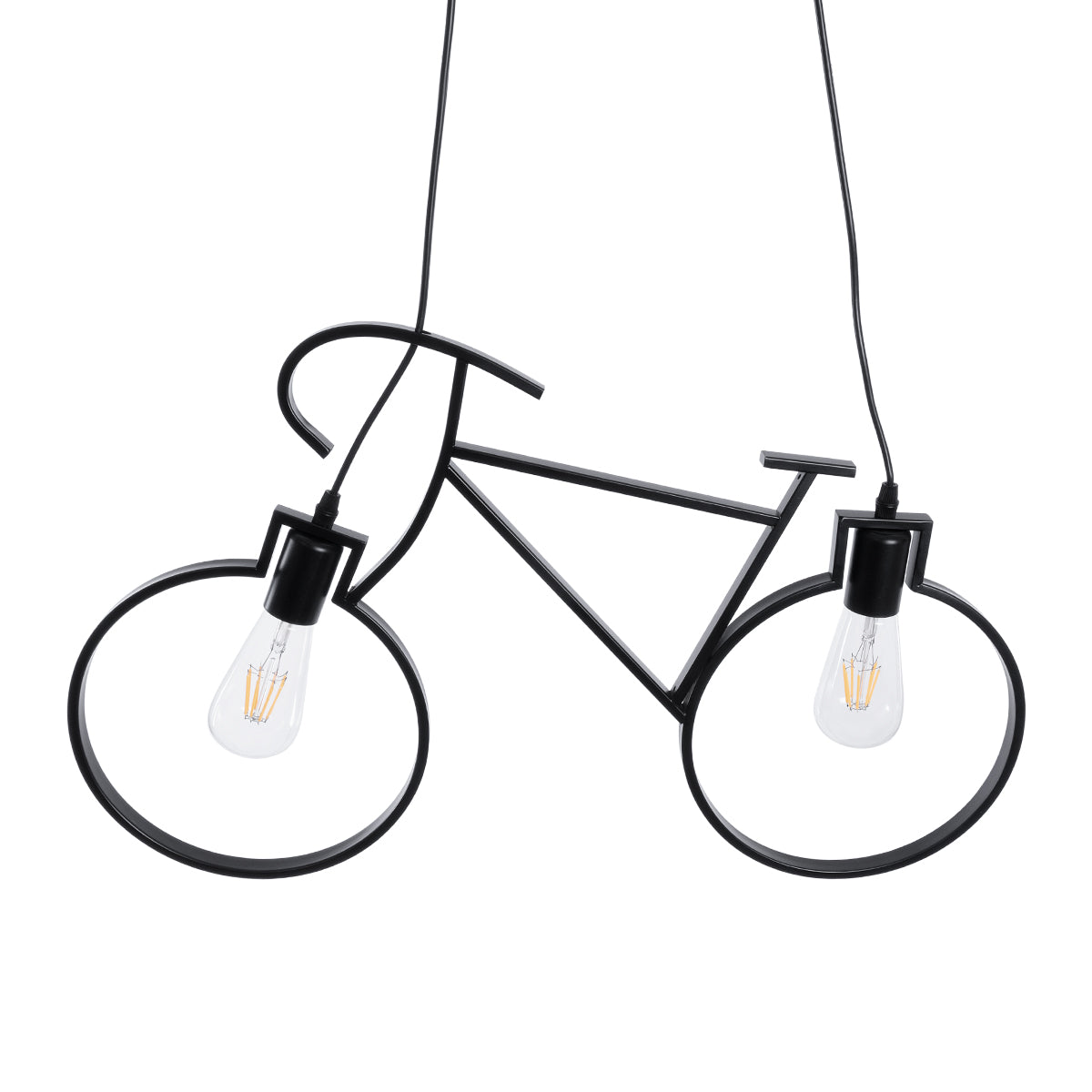 GLOBOSTAR® BIKE 01213 Vintage Κρεμαστό Φωτιστικό Οροφής με Ντουί 2 x E27 AC 220-240V IP20 - Μαύρο - Μ67 x Π3.5 x Υ41cm