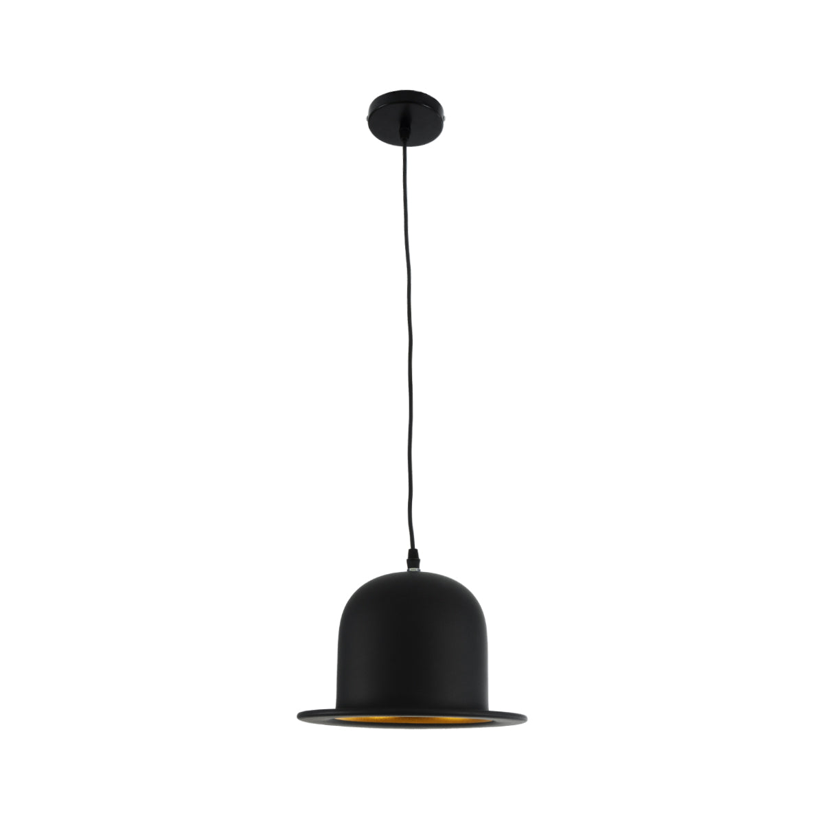 GloboStar® CHARLO 01214 Vintage Κρεμαστό Φωτιστικό Καμπάνα Μονόφωτο 1 x E27 IP20 Μαύρο & Χρυσό Μέταλλο - Μ26 x Π26 x Υ16cm - ledmania.gr
