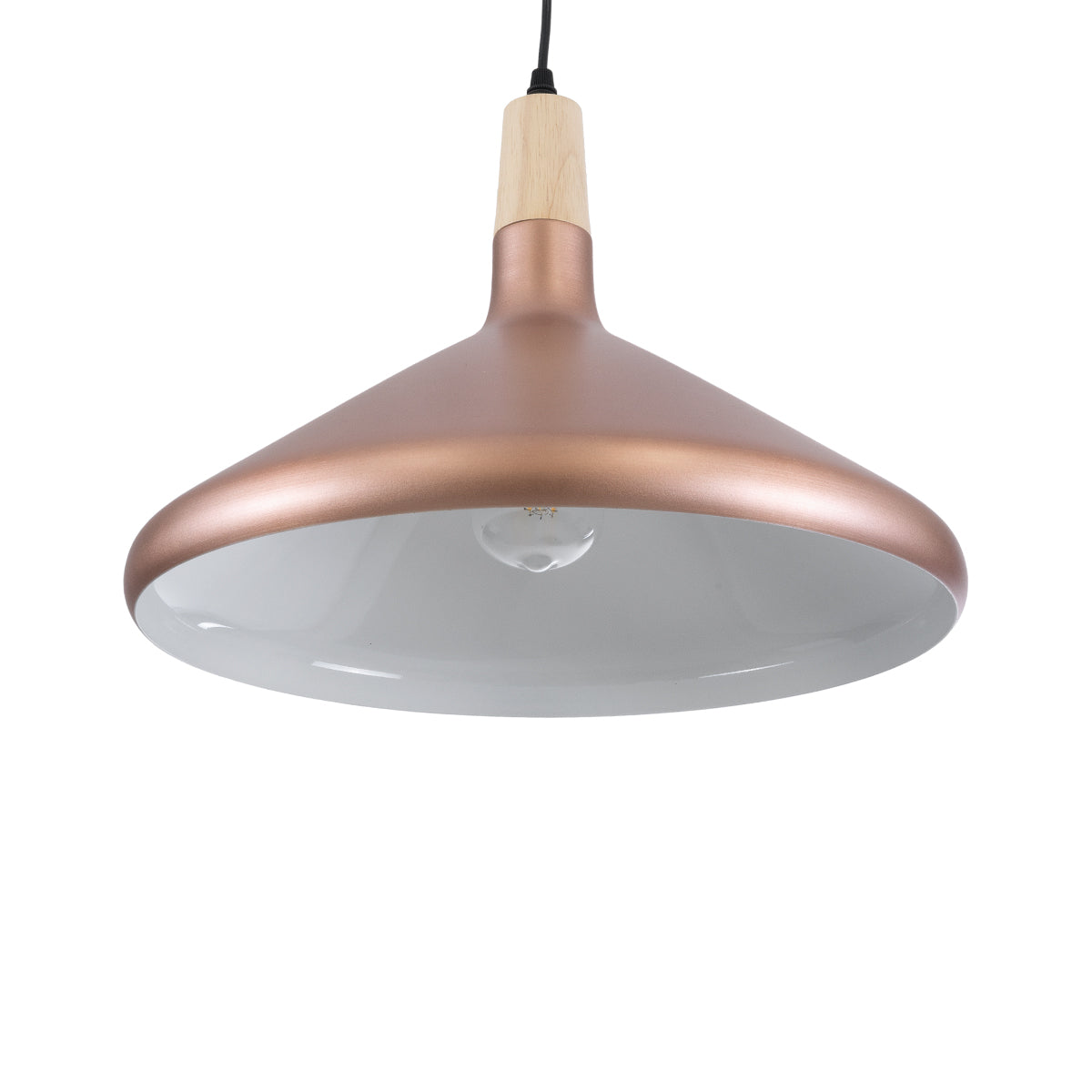 GloboStar® FERCLA 01223 Μοντέρνο Κρεμαστό Φωτιστικό Καμπάνα Μονόφωτο 1 x E27 IP20 Χάλκινο & Λευκό Μέταλλο - Μ40 x Π40 x Υ30cm - ledmania.gr