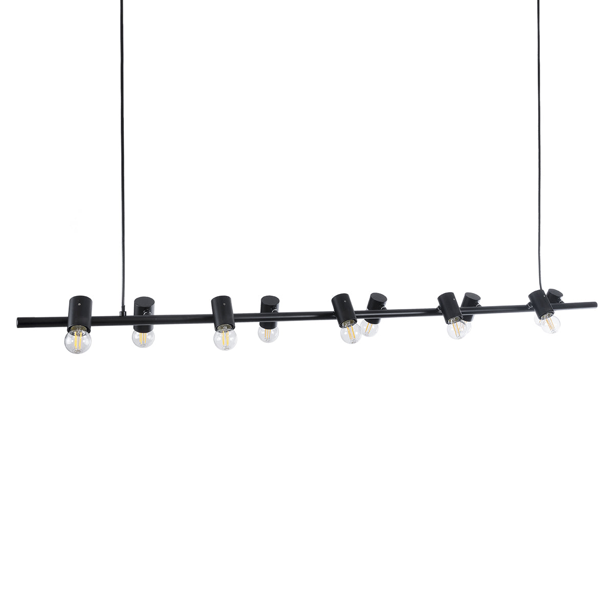 GLOBOSTAR® ALFREDA 01242 Μοντέρνο Κρεμαστό Φωτιστικό Οροφής με Ντουί 10 x E27 AC 220-240V IP20 - Μαύρο - Μ140 x Π18 x Υ7cm