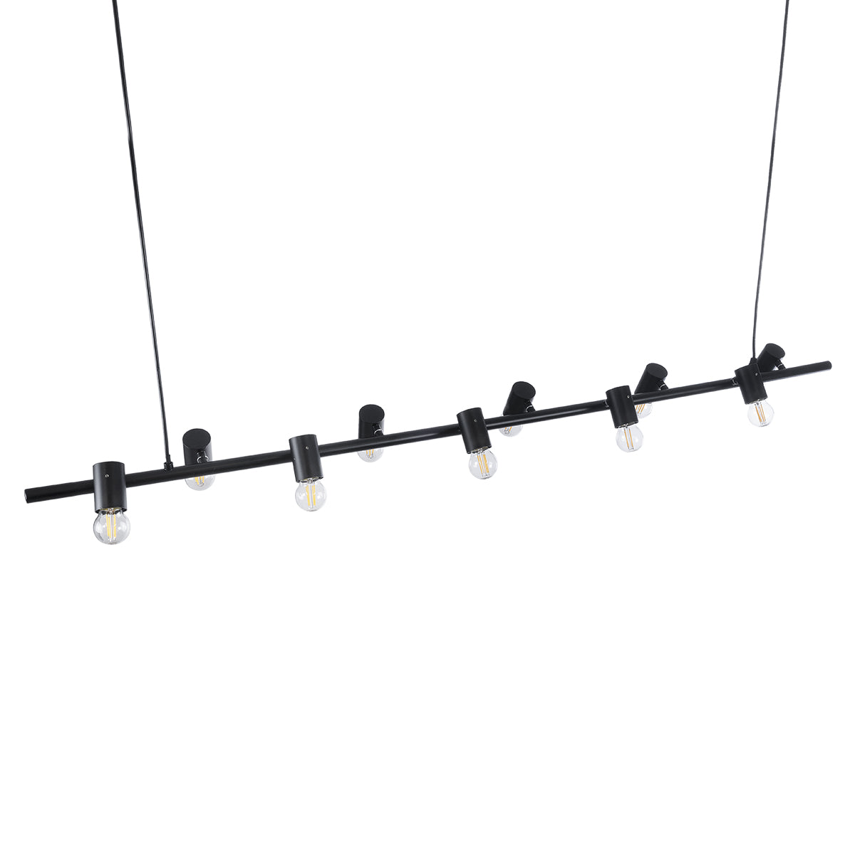 GLOBOSTAR® ALFREDA 01242 Μοντέρνο Κρεμαστό Φωτιστικό Οροφής με Ντουί 10 x E27 AC 220-240V IP20 - Μαύρο - Μ140 x Π18 x Υ7cm