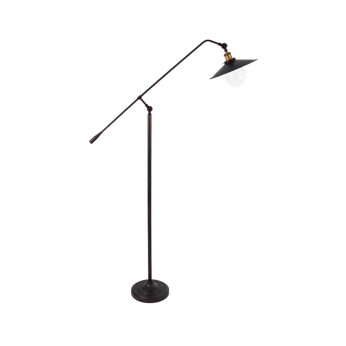 GloboStar® SILENE 01243 Vintage Επιδαπέδιο Φωτιστικό Μονόφωτο 1 x E27 IP20 Μαύρο & Χρυσό Μέταλλο - Μ30 x Π30 x Υ194cm - ledmania.gr