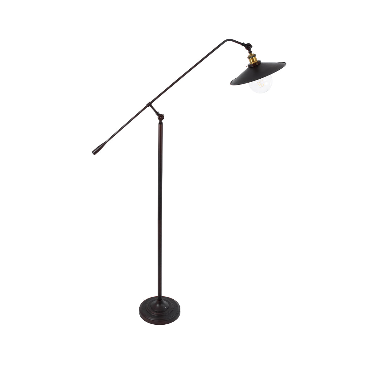 GloboStar® SILENE 01243 Vintage Επιδαπέδιο Φωτιστικό Μονόφωτο 1 x E27 IP20 Μαύρο & Χρυσό Μέταλλο - Μ30 x Π30 x Υ194cm - ledmania.gr