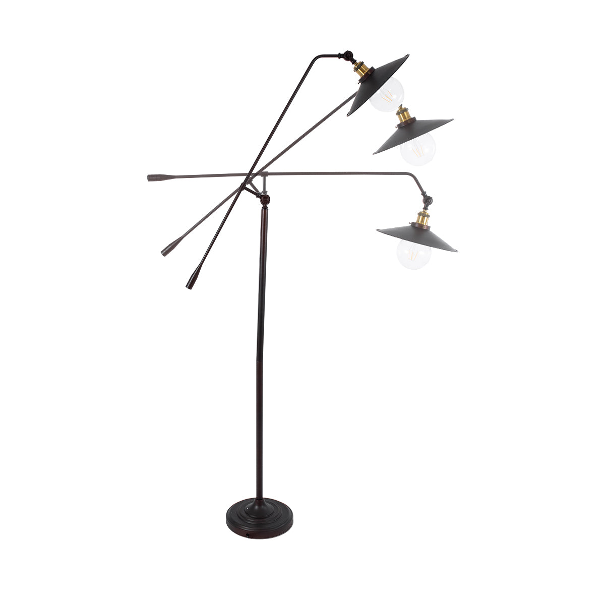 GloboStar® SILENE 01243 Vintage Επιδαπέδιο Φωτιστικό Μονόφωτο 1 x E27 IP20 Μαύρο & Χρυσό Μέταλλο - Μ30 x Π30 x Υ194cm - ledmania.gr