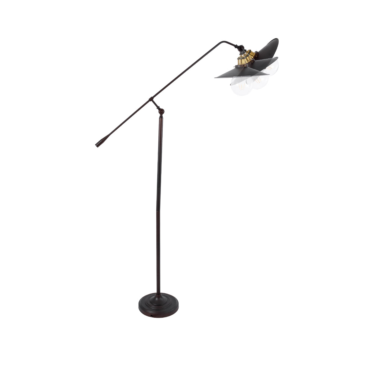 GloboStar® SILENE 01243 Vintage Επιδαπέδιο Φωτιστικό Μονόφωτο 1 x E27 IP20 Μαύρο & Χρυσό Μέταλλο - Μ30 x Π30 x Υ194cm - ledmania.gr